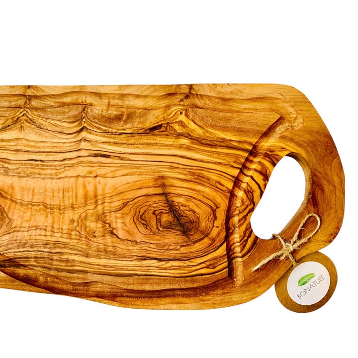 Bonature - Wholesale Cutting Board - Board with handle in olive wood natural shape2