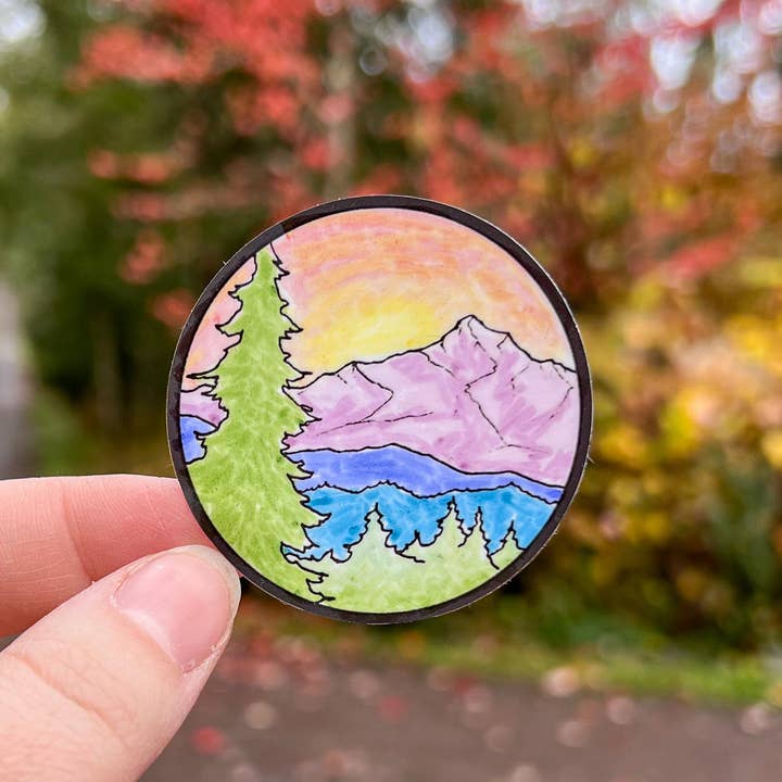 BarnHouse Studios - Wholesale Sticker - Color-In PNW Landscape Sticker Sheet 5"x7" for Kids & Adults