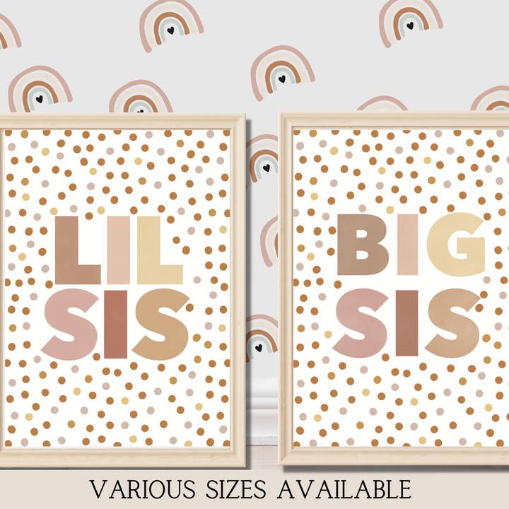 Boho Inspired ‘Big Sis/Lil Sis’ Wall Print for wholesale by Leave My Mark Designs