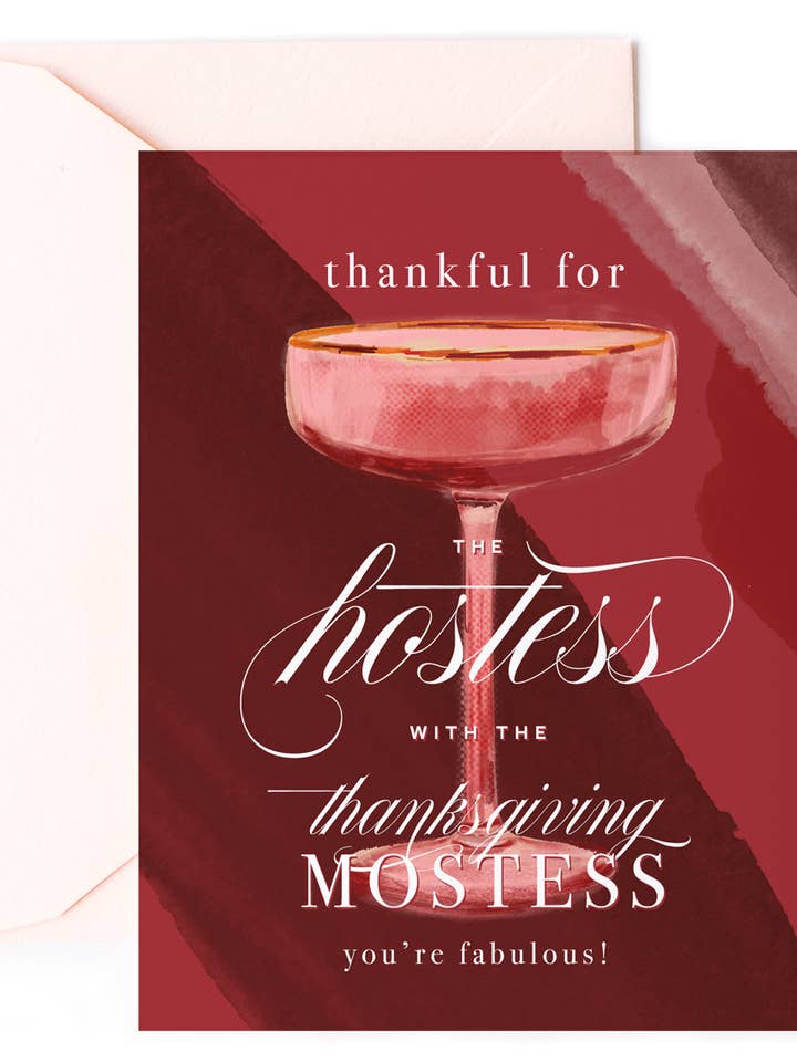 Thanksgiving Hostess - Fall Holiday Thank You Greeting Card for wholesale by Kitty Meow Boutique