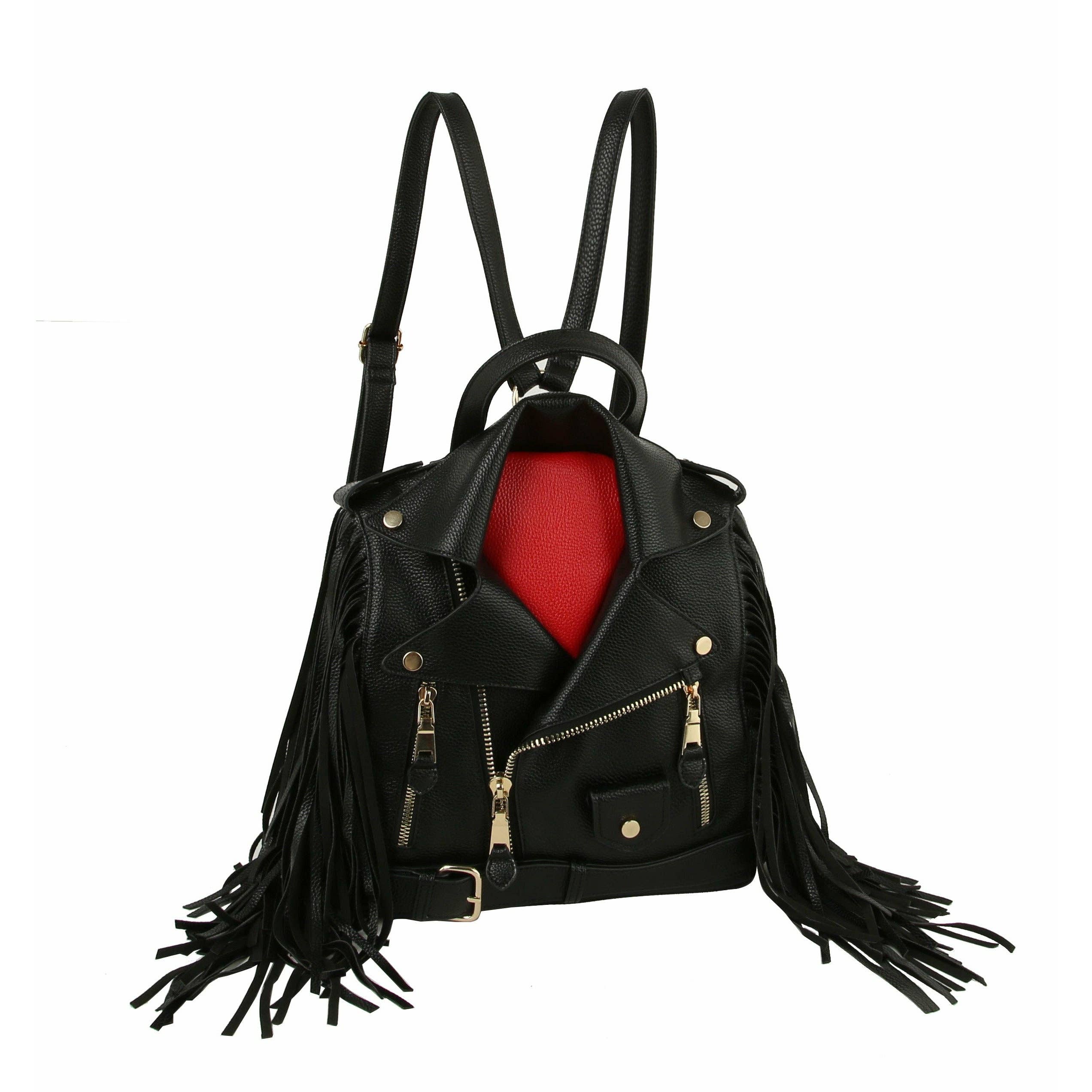 Handbag Factory Corp - Wholesale Backpack - Women's - Fringe Motorcycle Jacket Backpack Handbag1