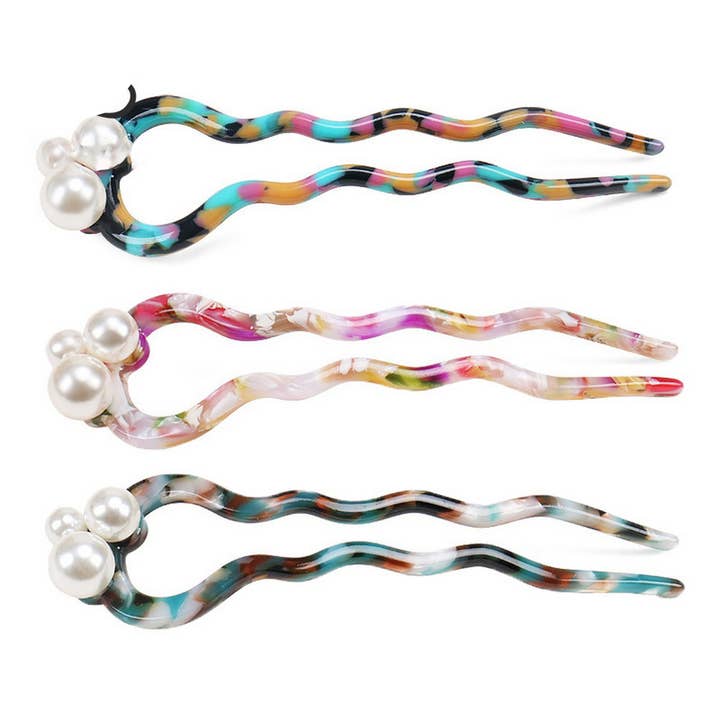 WAVY ACETATE RETRO HAIRPIN HAIR ACCESSORIES_CWAHA4199 for wholesale by ACCITY