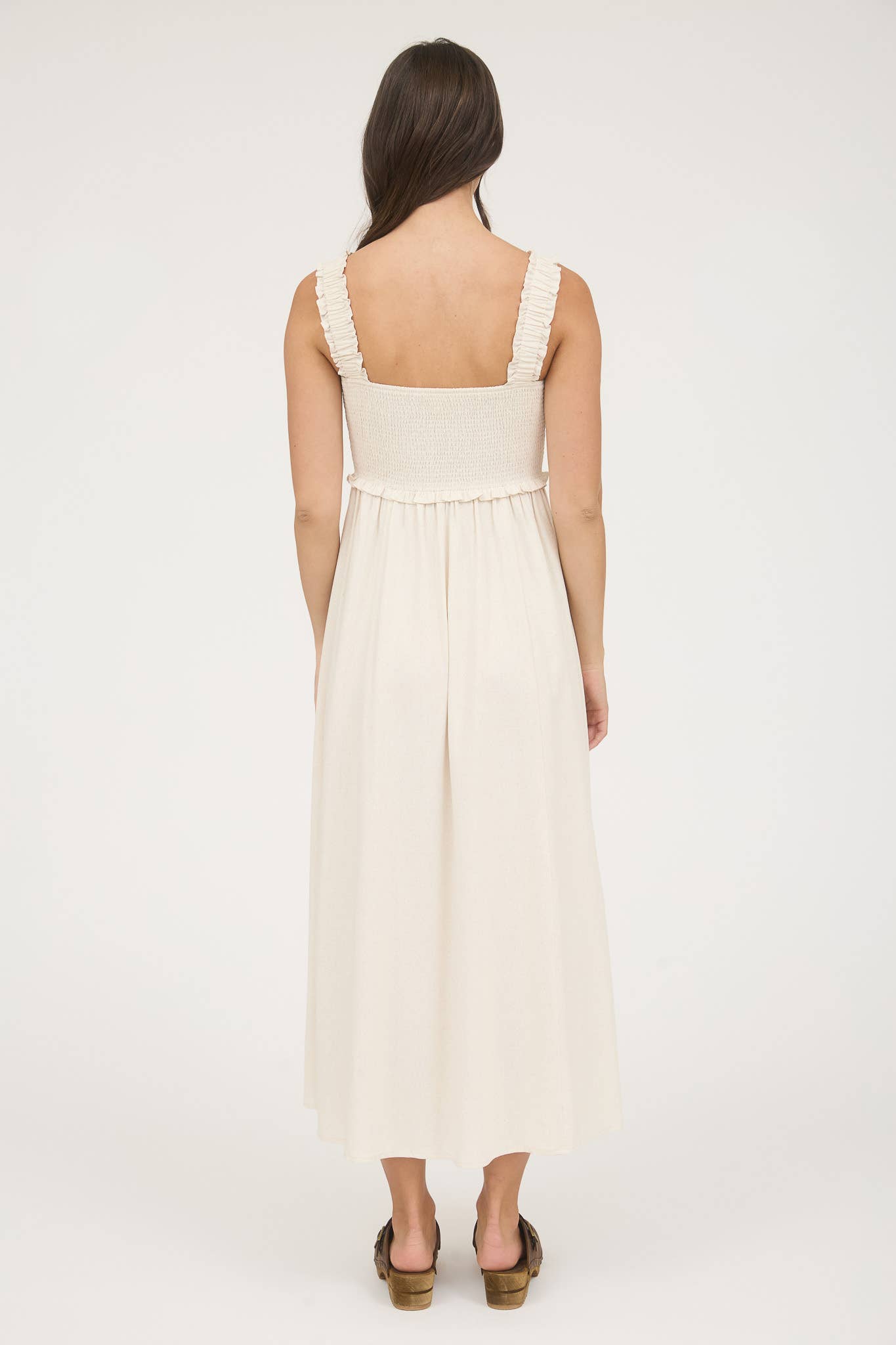 Blu Pepper - Wholesale Jurk - Dames - MIDI-JURK MET SMOCKWERK, MOUWLOOS EN KNOOPSLUITING1