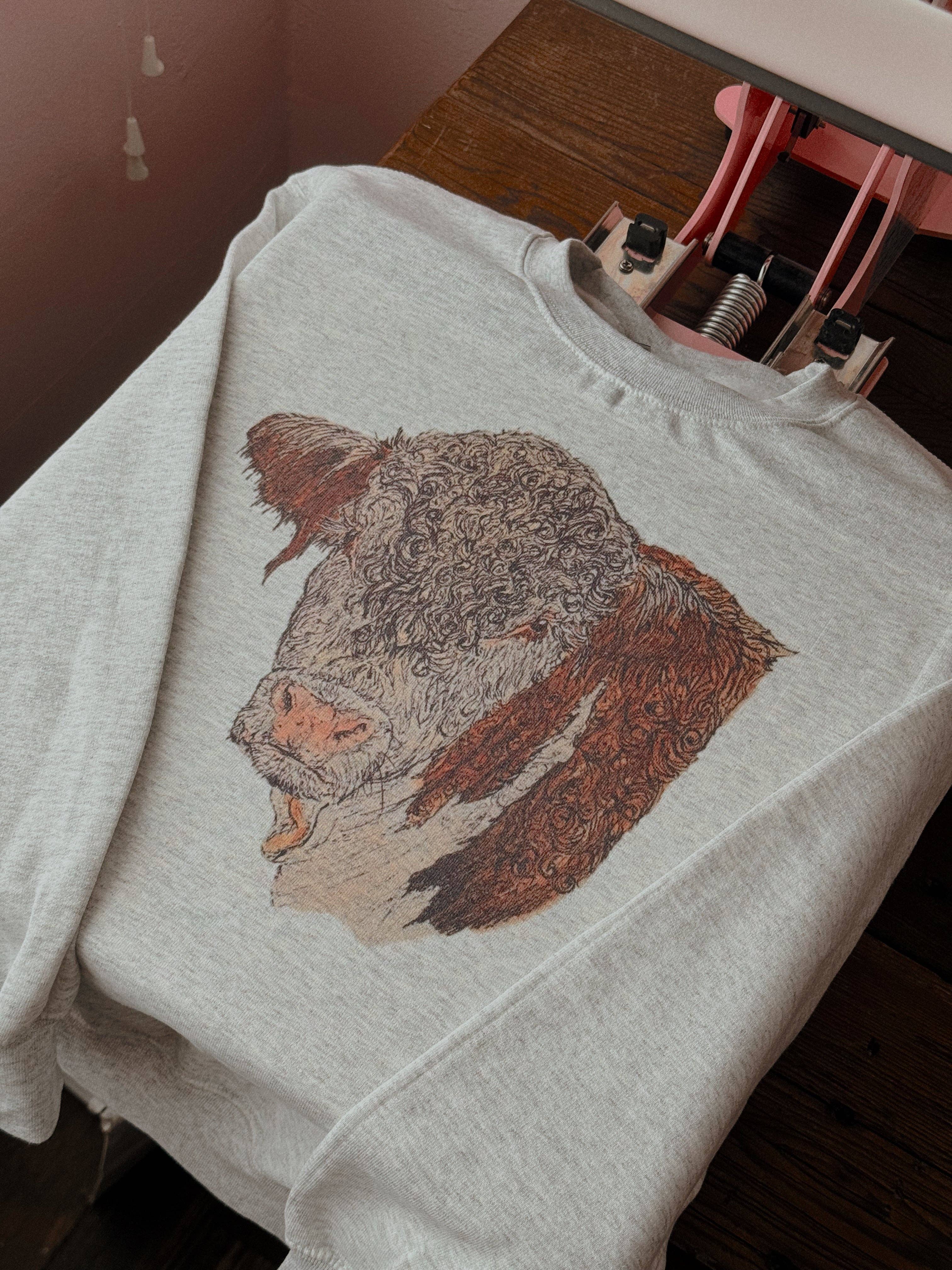 Western Vintage Babe – Camisola gráfica - Mulher por atacado – VACA HEREFORD1