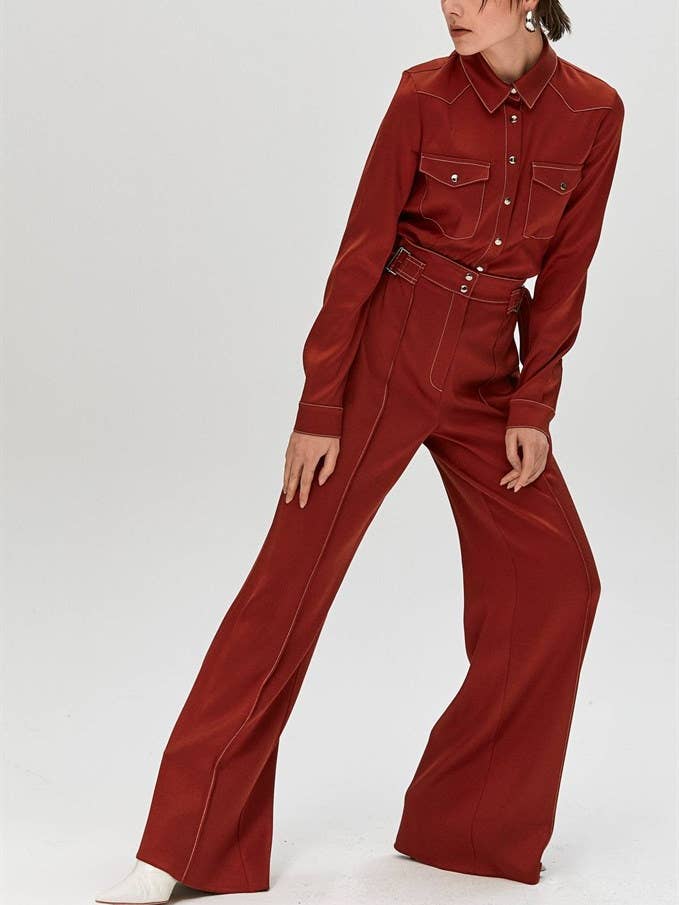 Pantalon à coupe large avec coutures détaillées pour la vente par Lalion Design and International Trade LLC