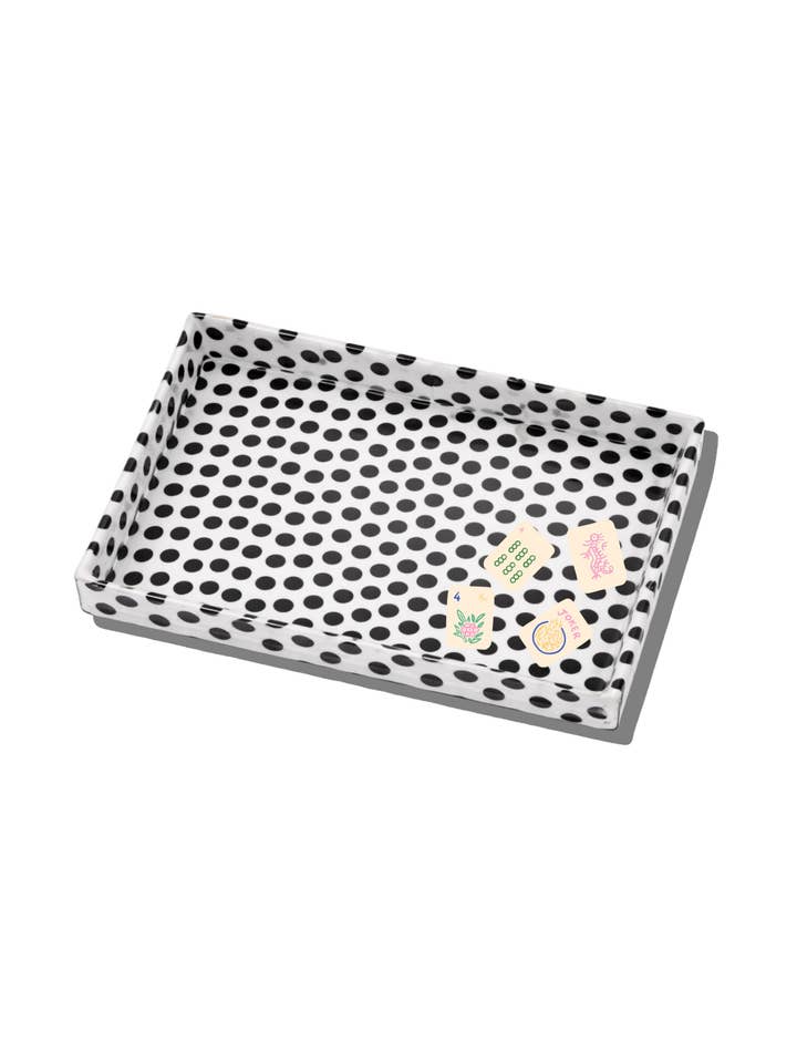 Plateau à bibelots incrusté de mahjong à pois pour la vente par Solar Eclipse