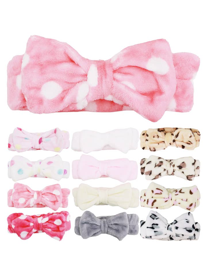 Leopardenmuster Polka Dot Solid Mix Flauschiges Spa-Stirnband für den Großhandel von Cap Zone