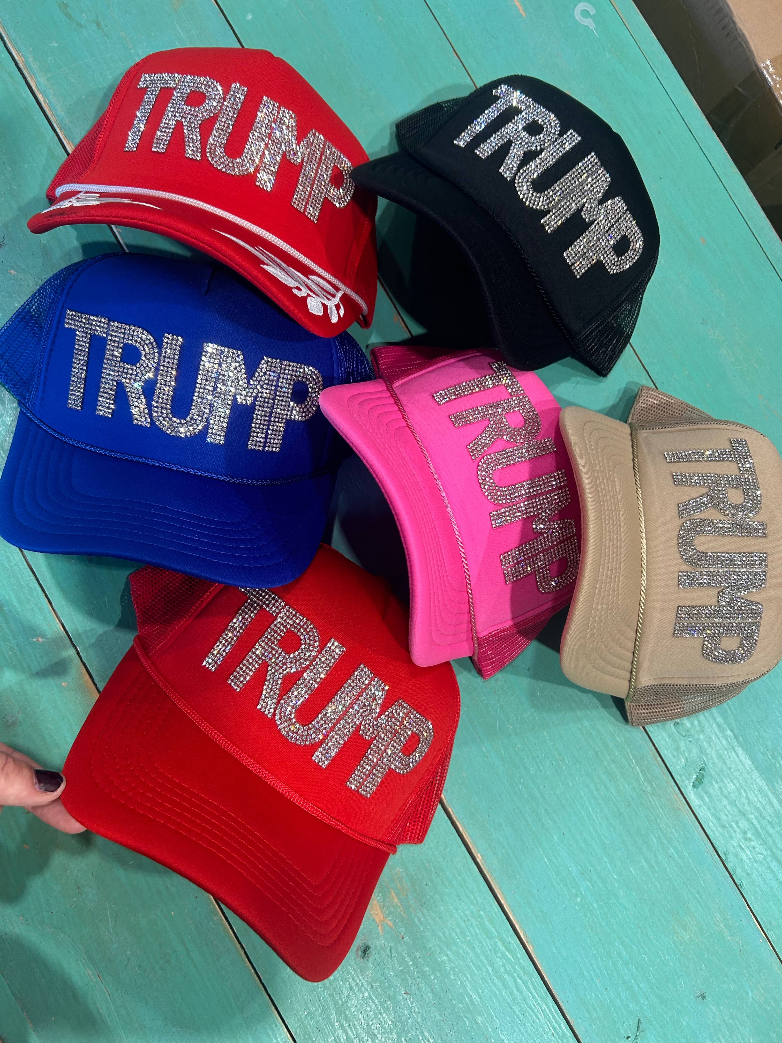 Vibes Hat Company – wholesale Trucker hat – Unisex – Rhinestone TRUMP Trucker | MAGA | Make America Great Again3