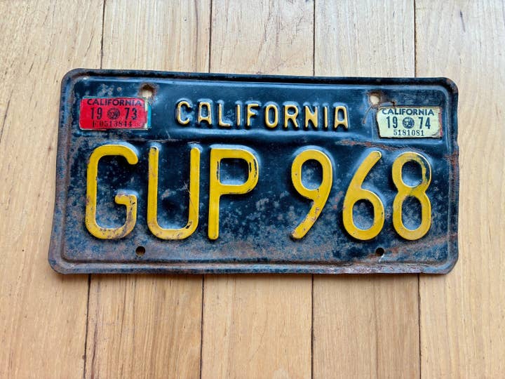 Placa de matrícula base de California de 1963 - Pestaña de 1973 1974 para venta al por mayor de RusticPlates