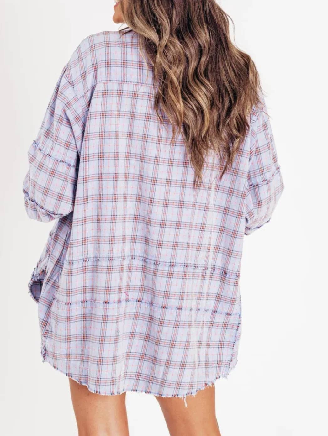Rosa Clothing - Wholesale Shirt Jacket/Shacket - Women's - Plaid shirt oversized Long Shacket 7 colors8