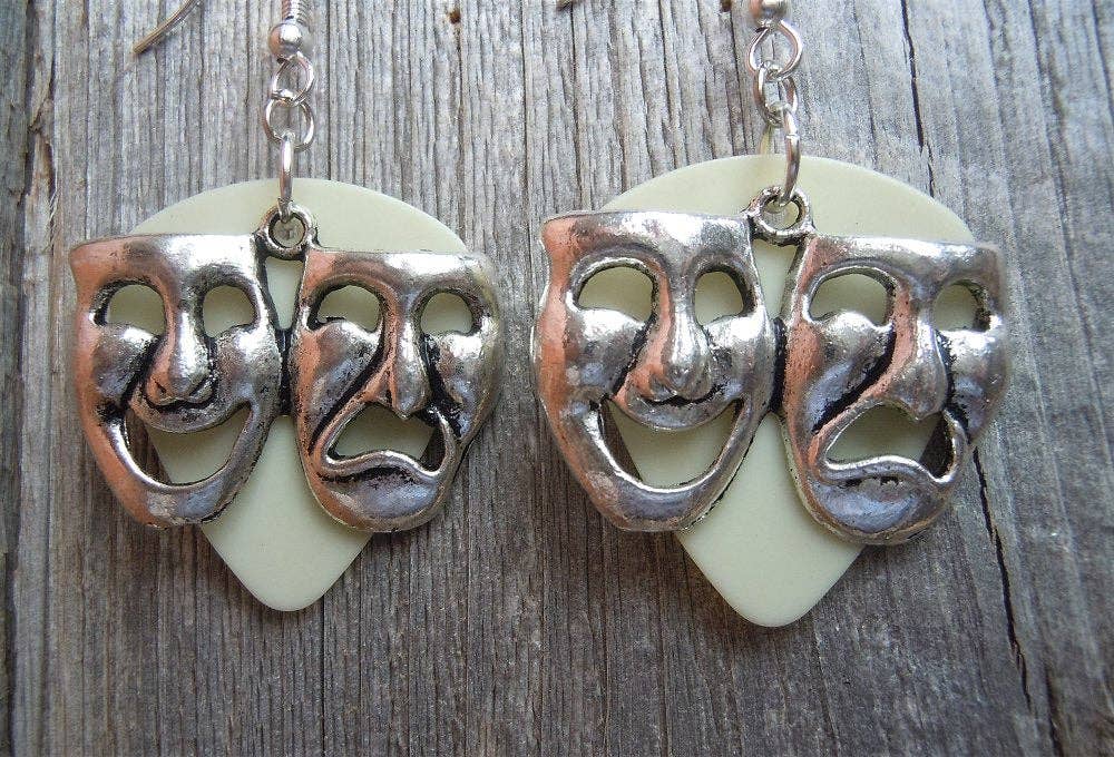 Simply Raevyn - Wholesale Dangle Earrings - Theater Mask Charm Guitar Pick Earrings22