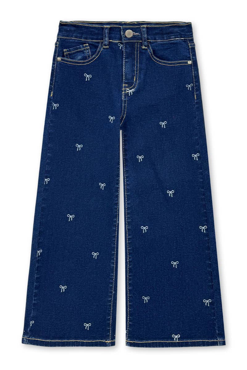 Cutie Patootie Clothing - Wholesale Jeans - Kids - TDP-M26-89469T Toddler's Wide Leg Denim Jean w/Bow Print0