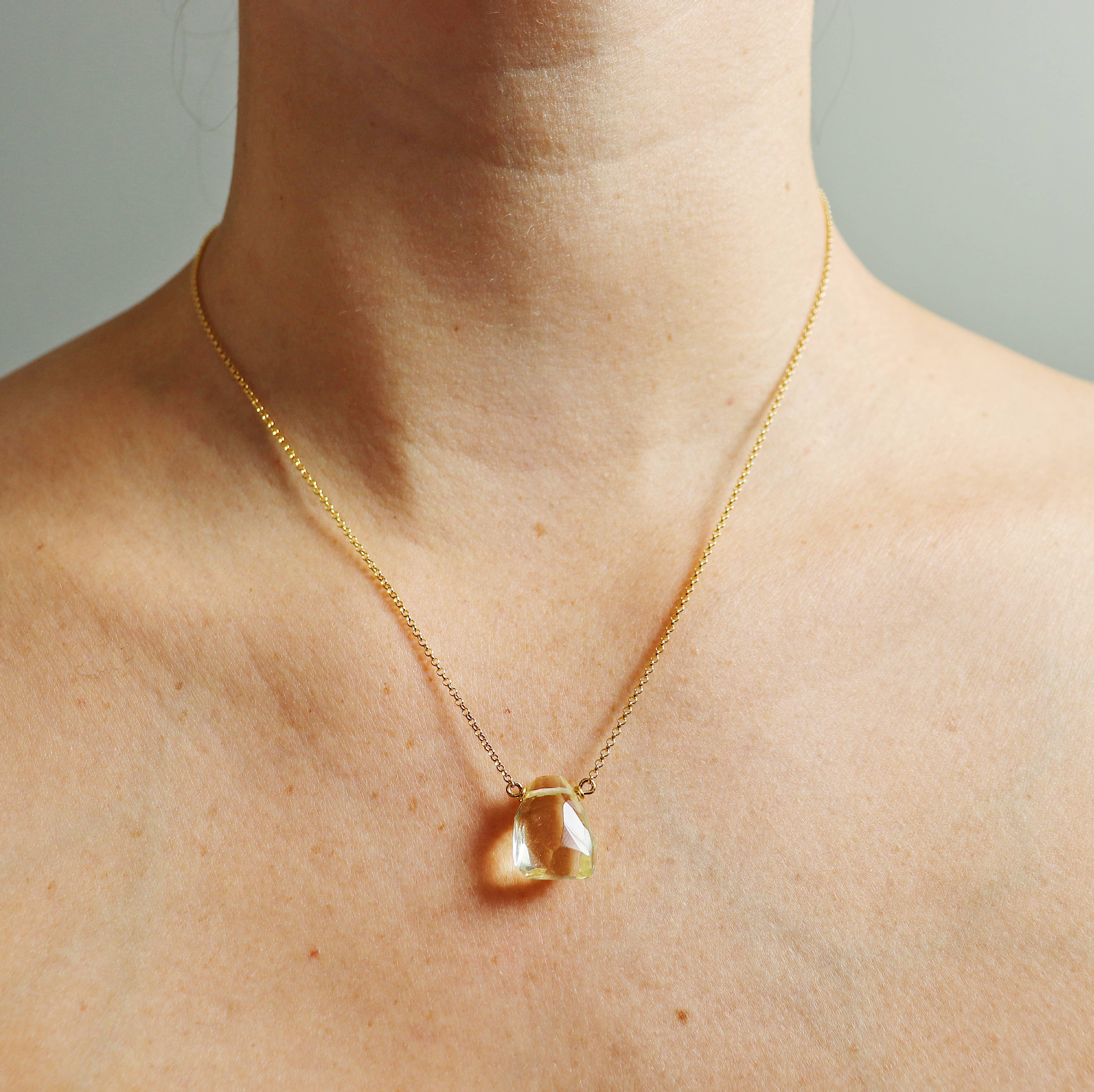 Third & Co. Studio - Wholesale Pendant/Charm Necklace - Hand-cut Faceted Lemon Topaz Teardrop Necklace6