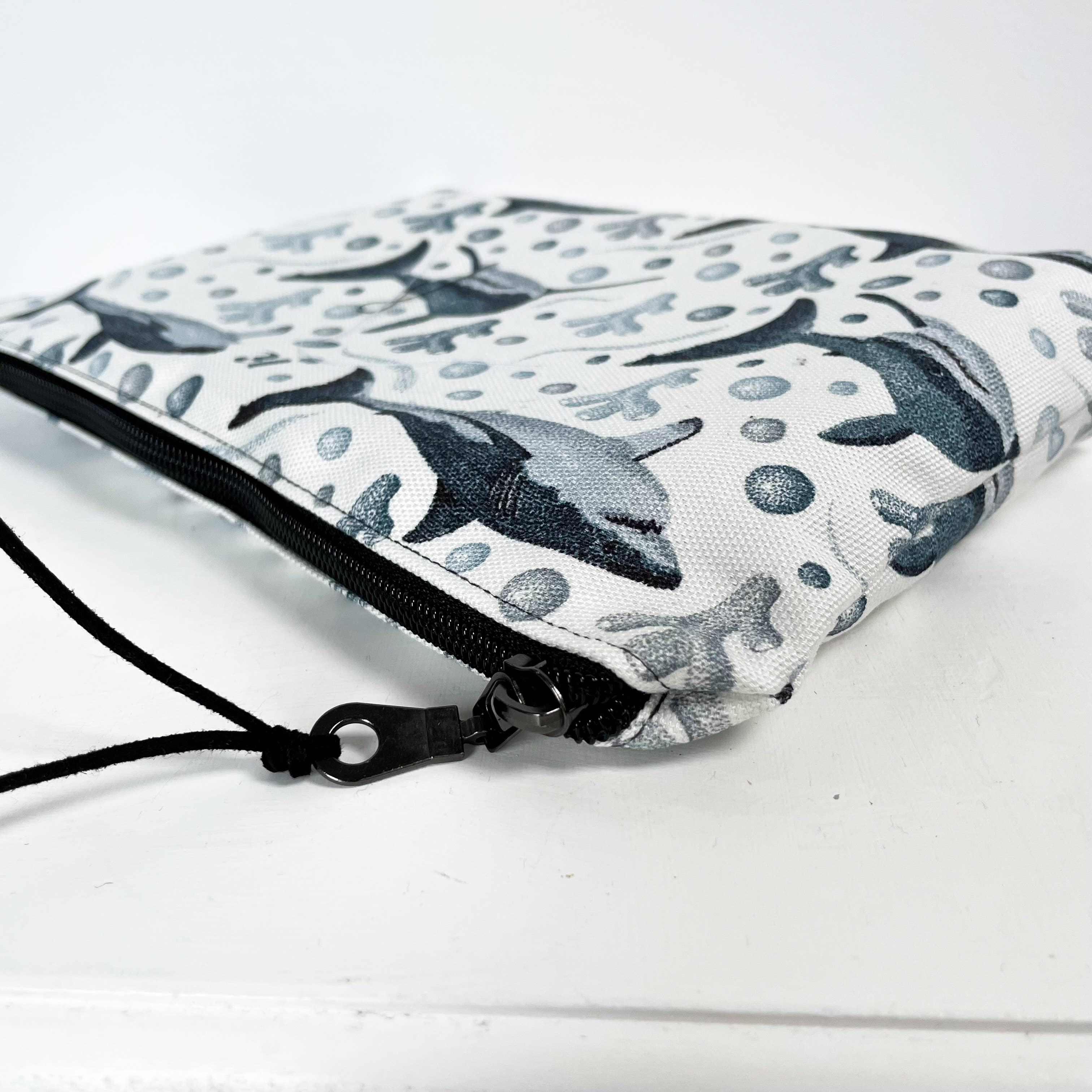 Kelsey Emblow Illustration - Wholesale Makeup/Cosmetic Bag - Coral Shark Pouch Organic Cotton (white)4