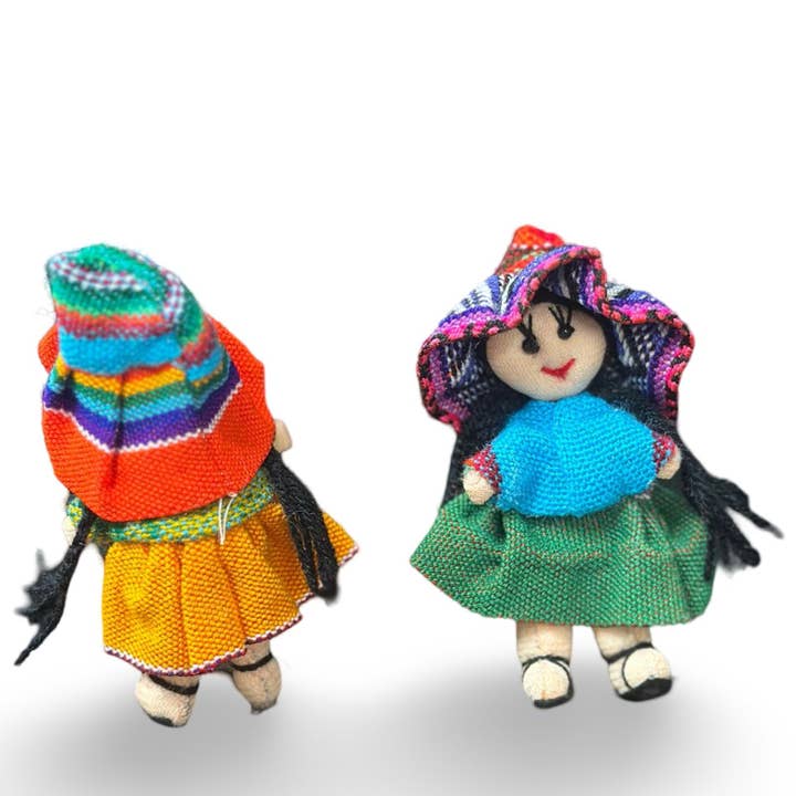 Sanyork Fair Trade - Wholesale Doll - Kids - Small 4" Standing with Baby Llama Peasant Classic Peruvian T