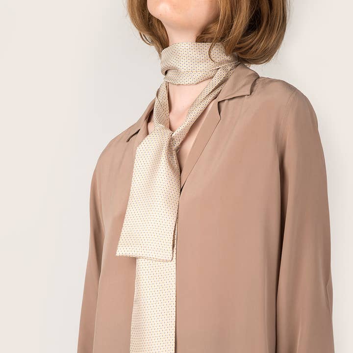 Abstract - Wholesale Scarf - Unisex - Long tie in pure silk with small geometric prints2