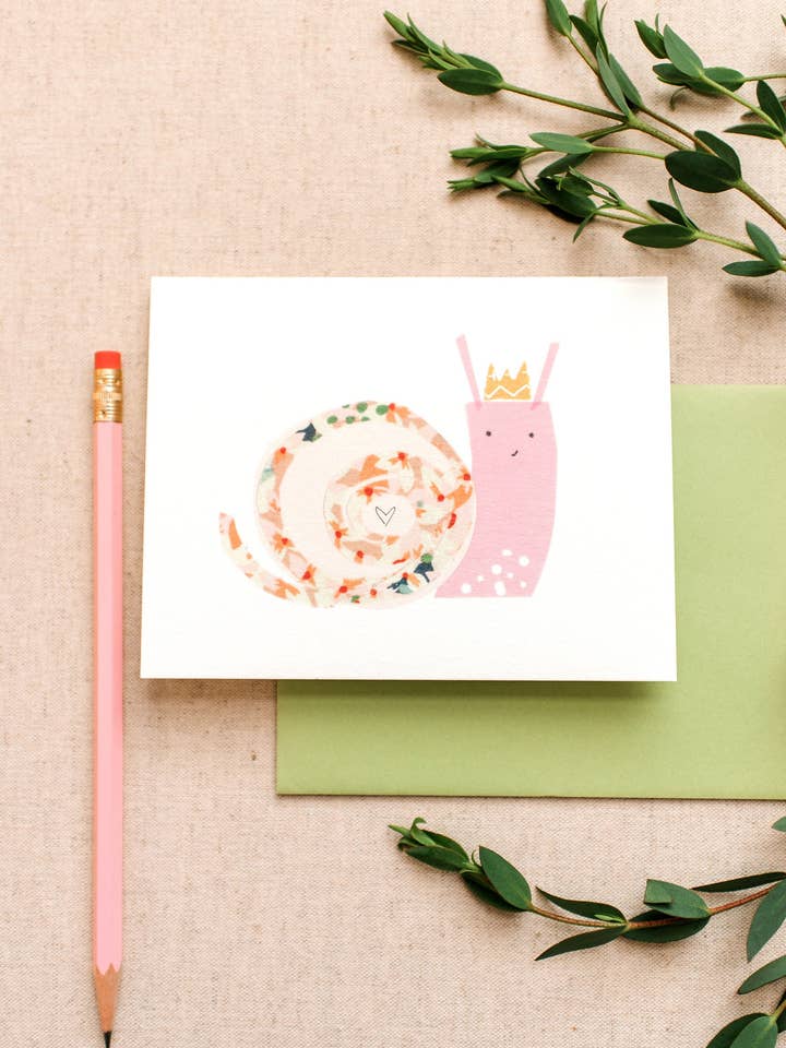 Snail Card Single Nursery Girl Baby Shower Notecard for wholesale by Sweet Julie Marie
