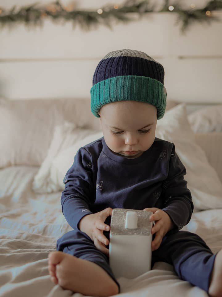 Turquoise children's beanie for wholesale by Kim & Joe