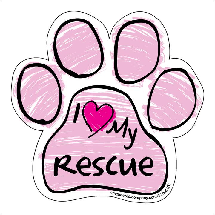 Rescue Pink Scribble Paw Magnet for wholesale by Imagine This Company