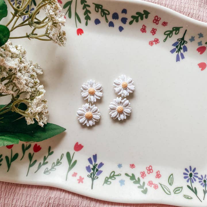 ClayWithA - Wholesale Stud/Post Earrings - Double Floral Earrings1