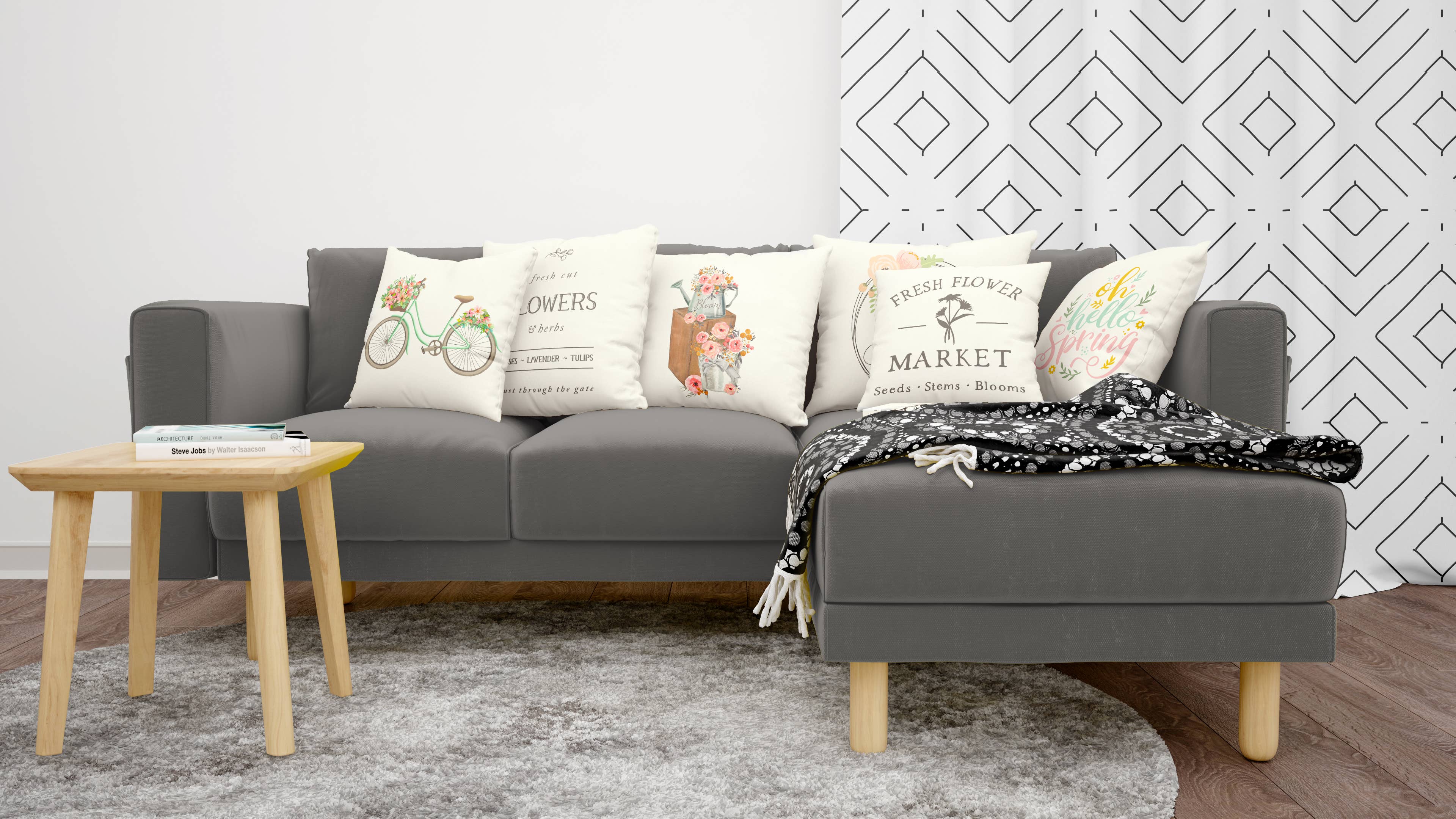 Cotton & Crate - Wholesale Throw/Decorative Pillow - Bunny with greenery #9 Spring Pillow Cover 18x18 inch1