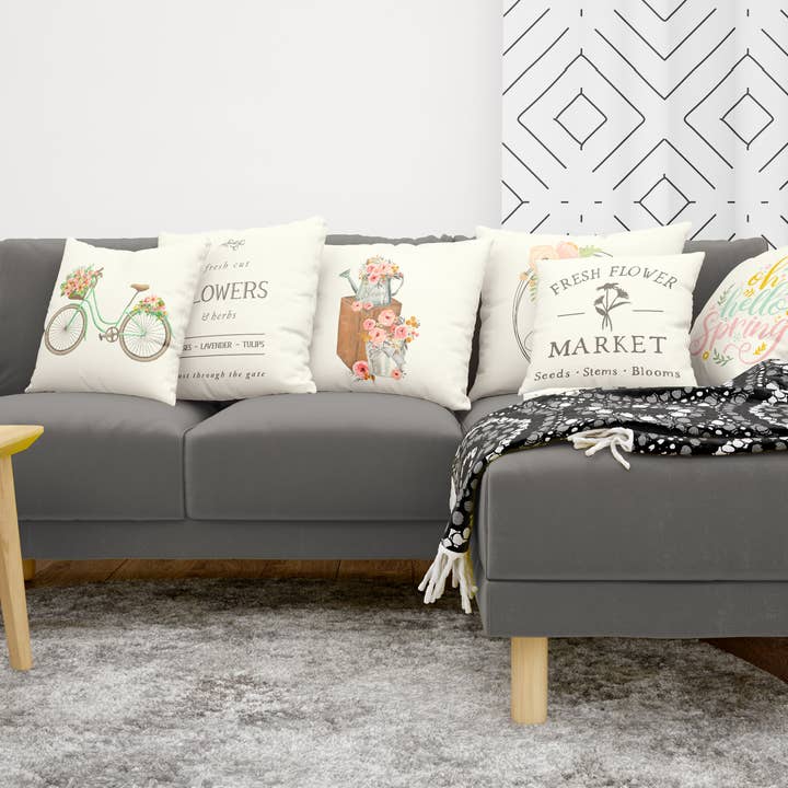 Cotton & Crate - Vente Coussin décoratif - Lapin avec verdure #9 Spring Taie d'oreiller 45,7 x 45,7 cm1