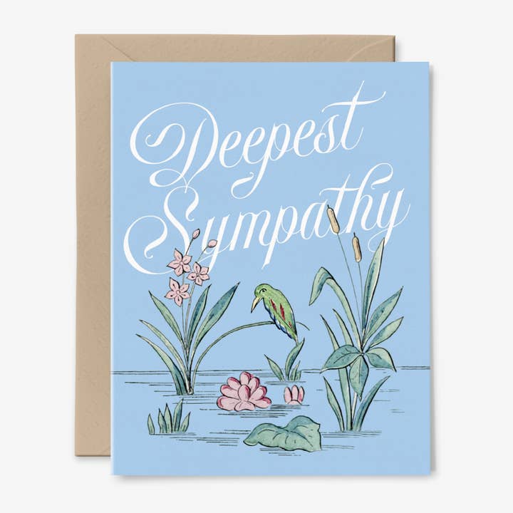 Deepest Sympathy Card | Bird Pond Illustration | Condolences for wholesale by Hemlock House Studio