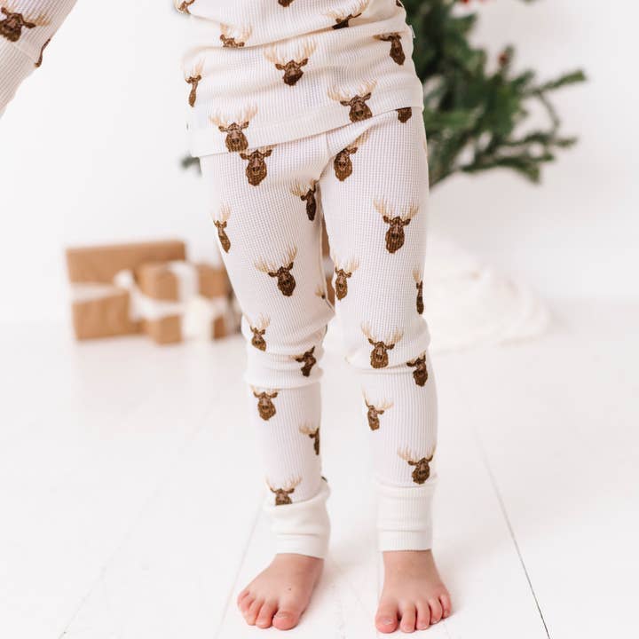 Kiki + Lulu - Wholesale Sleepwear Set - Kids - Waffley Cute Moose Waffle Knit Kids Pajamas
