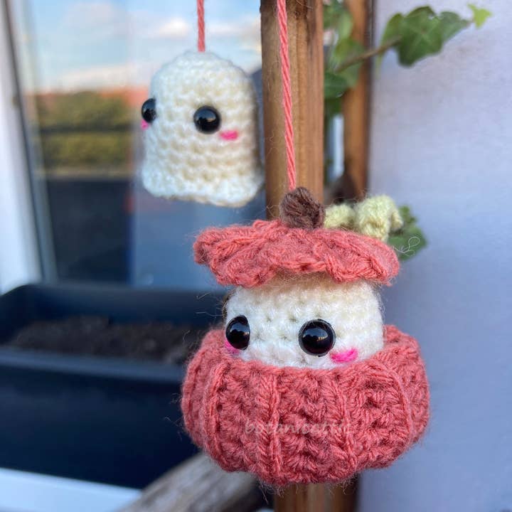 Anh2 LTD – Großhandel Tischdeko – Gruselige Halloween-Autohängedeko häkeln, Kürbis, Geist häkeln0