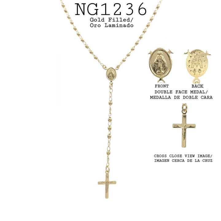 Beaded Cross 18K Gold-Filled Religious Rosary Necklace for wholesale by Nisso & Co. NYC Jewelry Wholesale