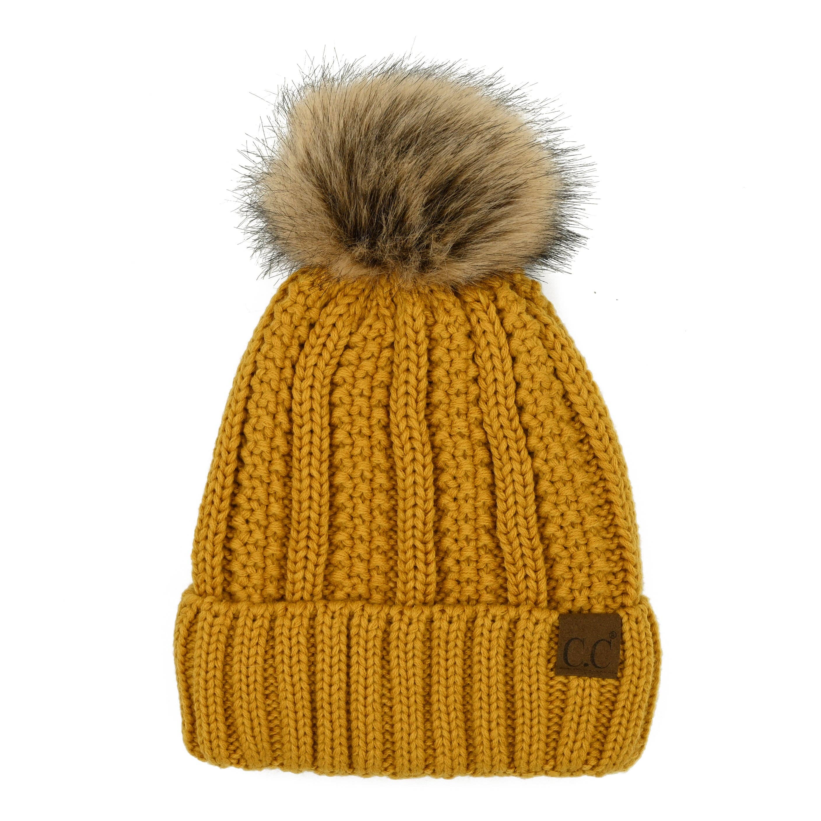 Truly Contagious – Großhandel Beanie – Damen – CC Mütze mit auffälligem Kunstpelz-Bommel (YJ-820)15