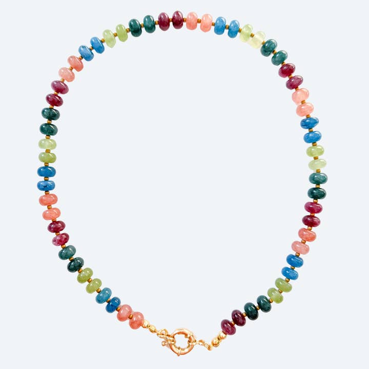 The Elodie - Multi-Color Beaded Necklace with Sailor Clasp for wholesale by London Crafted