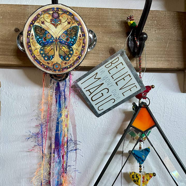 Bodhi Leaf Market - Wholesale Wall Decor - Kids & Baby - Beautiful Art Noveau Butterfly Tambourine and Ribbon 1