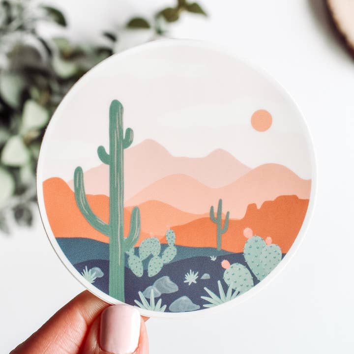 Desert Landscape Vinyl Sticker for wholesale by Wild Peonies Studio