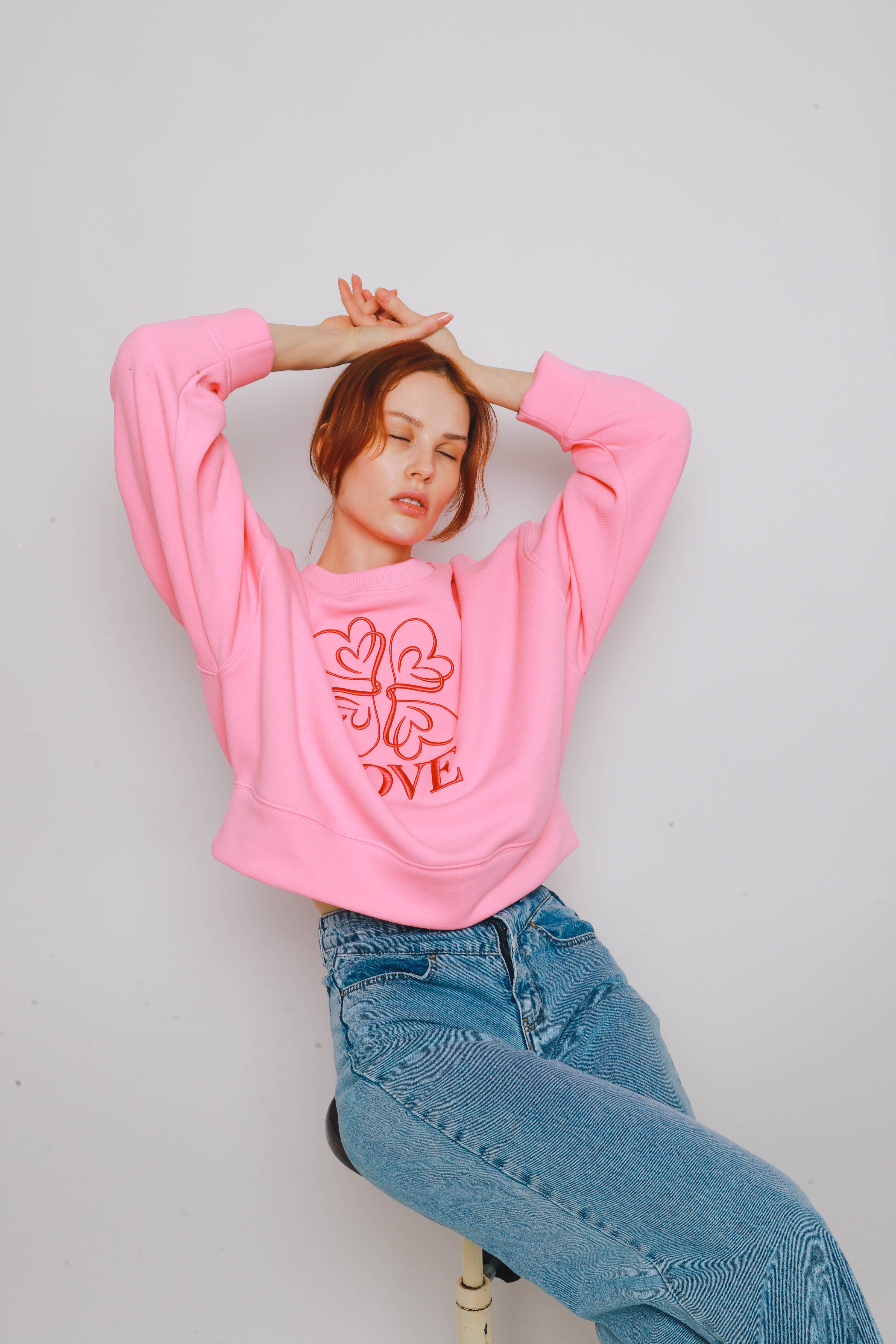 EASY MODE - Wholesale Graphic Sweatshirt - Women's - Embroidered sweatshirt - 80032