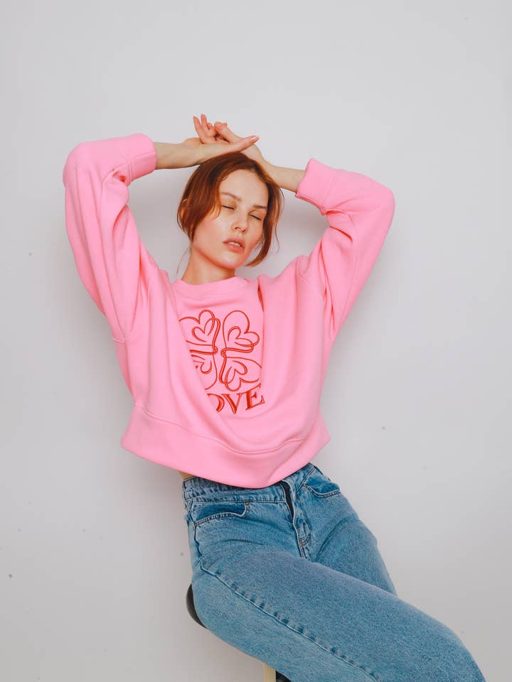 EASY MODE - Wholesale Graphic Sweatshirt - Women's - Embroidered sweatshirt - 80032