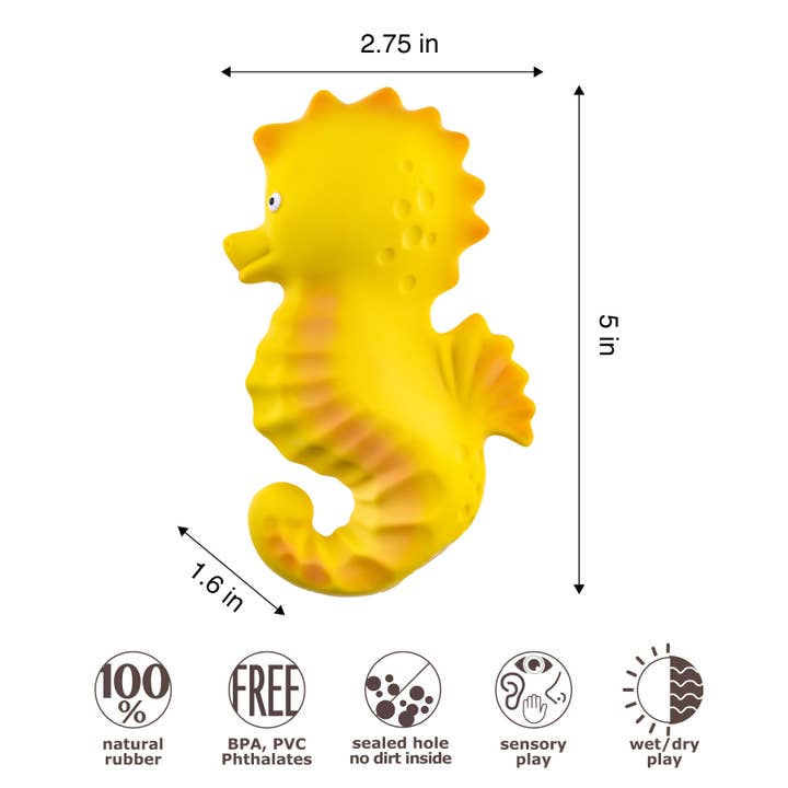 CaaOcho Natural Rubber Toys - Wholesale Bath toy – Baby - Natural Rubber Seahorse Non-Toxic Bath Toy, Mold-free design1