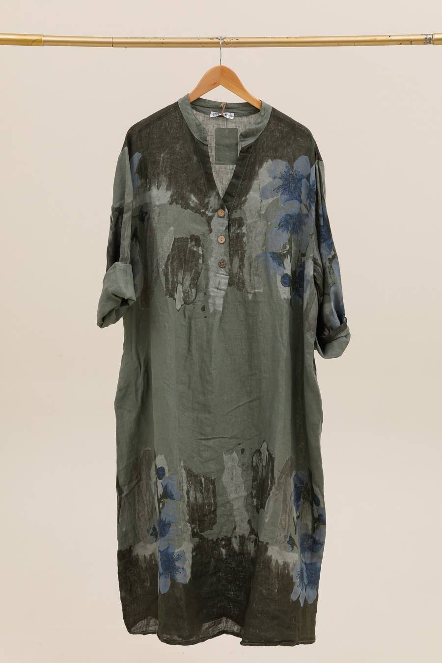 Lea & Luc - Grandes Tailles - Wholesale Dress - Women's - Floral print dress in 100% Linen REF. 7223016