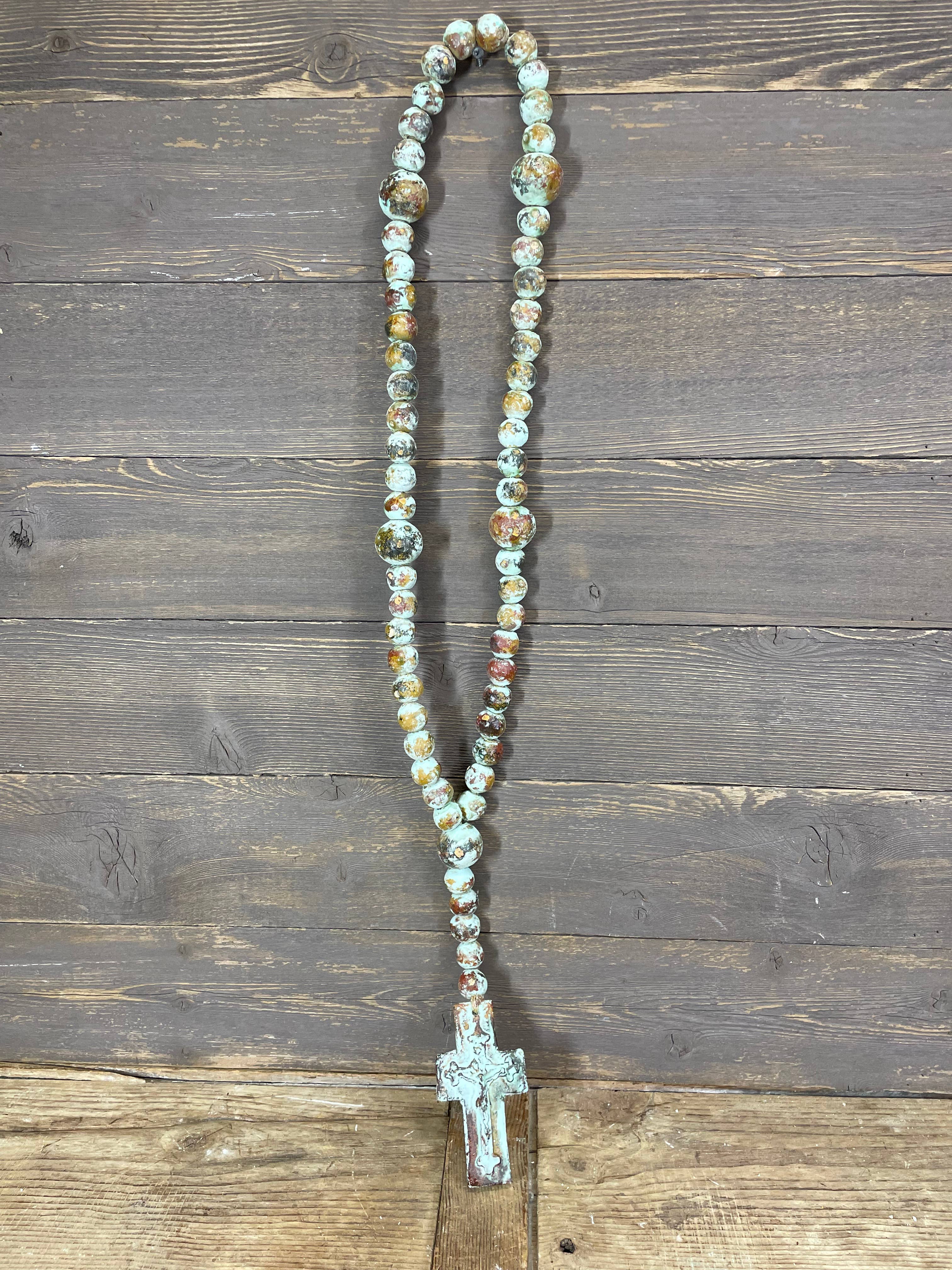 My Amigos Imports - Wholesale Prayer Beads Necklace - Trinity Large Clay Rosary-Beads-31-35 in-Large-Turquoise-$204