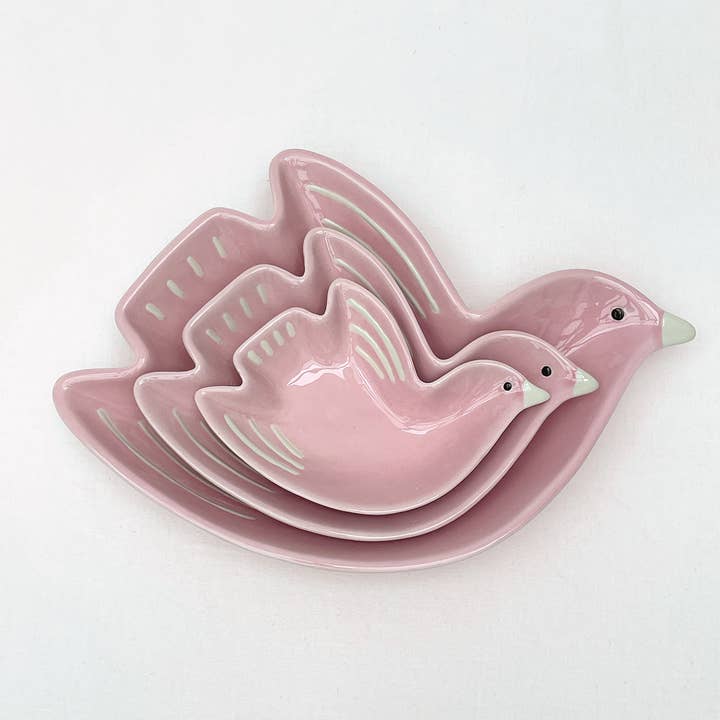 Opjet Paris - Wholesale Dish - Pink bird chirp dish small L16.2 W11 H3cm1