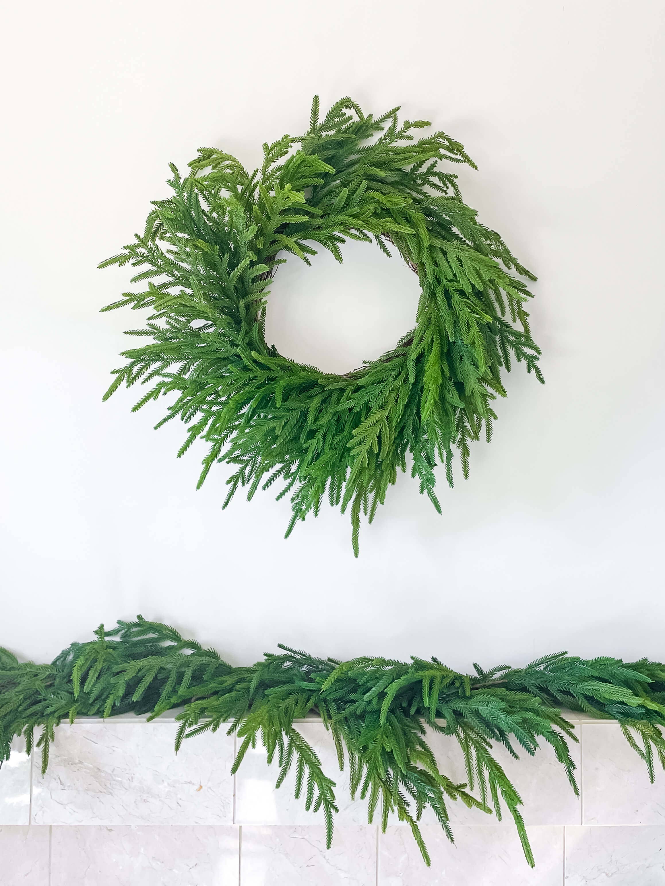 Hycroft Home Decor - Wholesale Wreath - Norfolk Pine Real Touch Faux Christmas Wreath 26"5