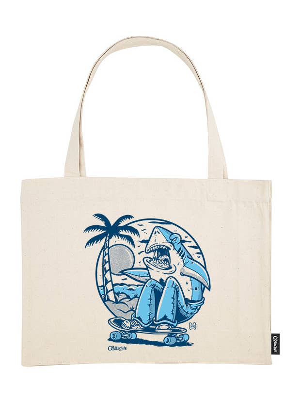 Palm Beach Shark Shoppingväska - Naturlig för wholesale av The Collective Way