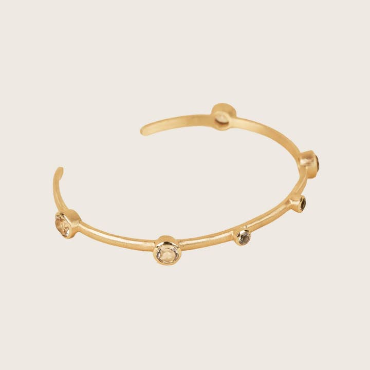 SHANSHAN - Wholesale Cuff Bracelet - Ashni 18K Recycled Fine Gold Plated Blue Topaz Bracelet4