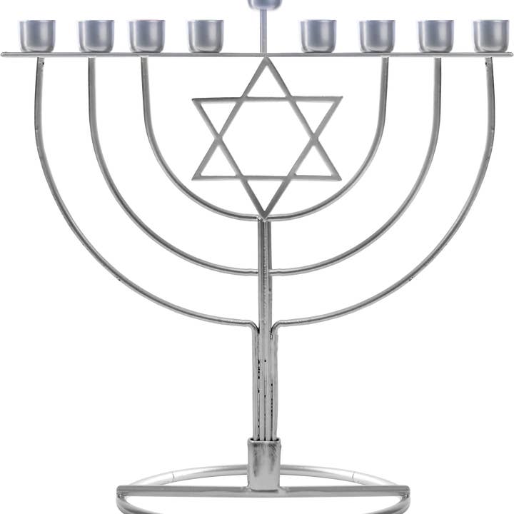 Wireframe Menorah - Stella di David - Argento per la vendita all'ingrosso da parte di Ner Mitzvah