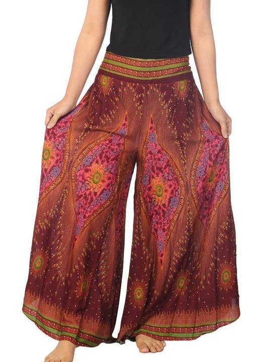 Studio 12 Collective (previously Ethnic Lanna) – wholesale Byxor - Dam – Palazzo Boho byxor Lounge - blomma öga