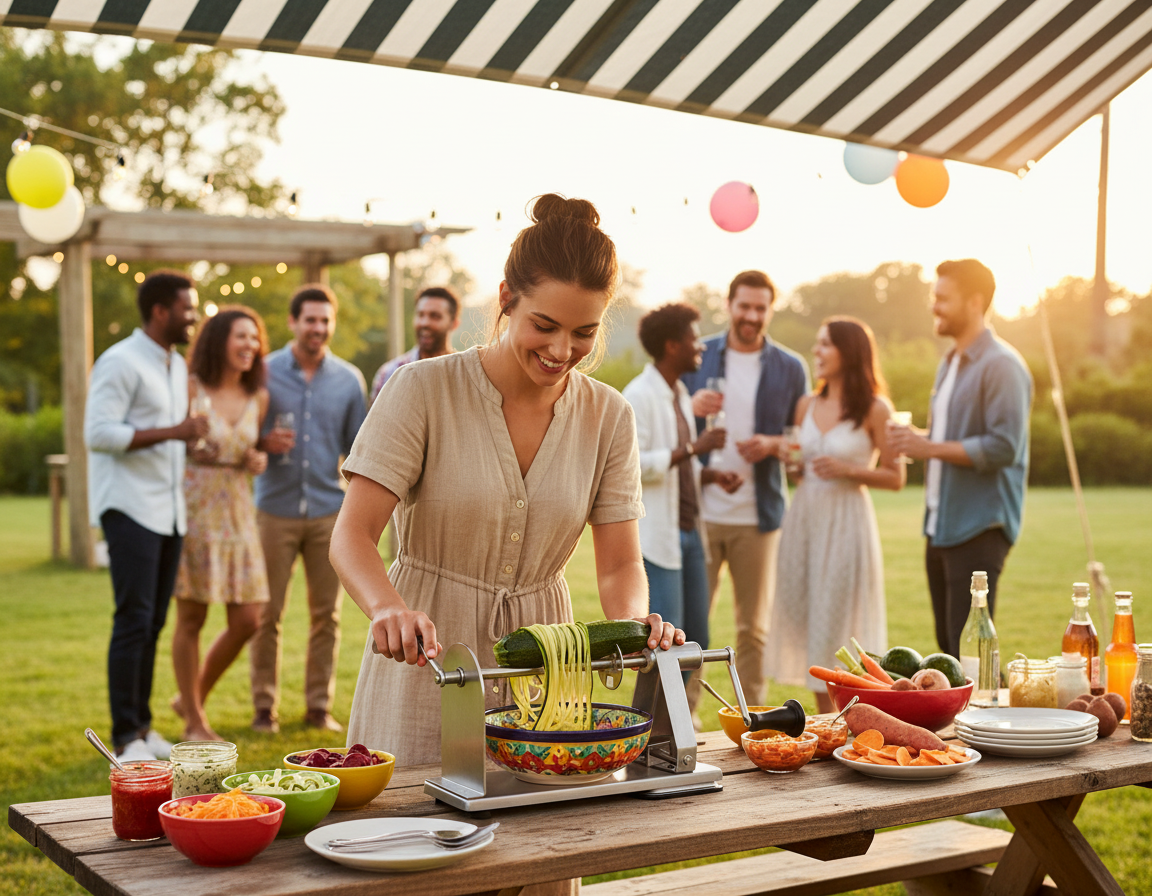 Kadra Kitchenware - Vente Ustensile/gadget de cuisine - Trancheuse à légumes en spirale à 3 lames de qualité industrielle MITBAK2