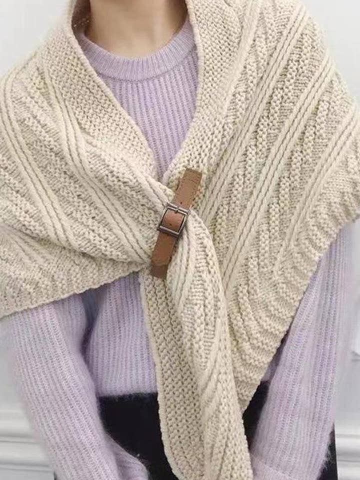 Buckle-Closure Knit Poncho for wholesale by Mccolin