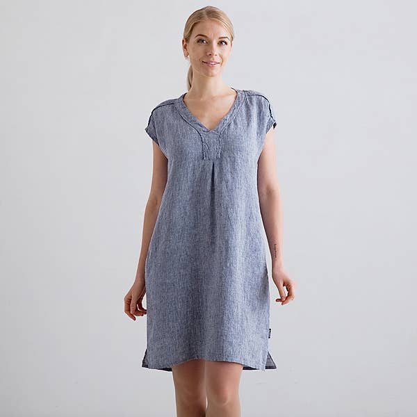 LinenMe - Wholesale Dress - Women's - Linen Dress Navy Melange Emily0