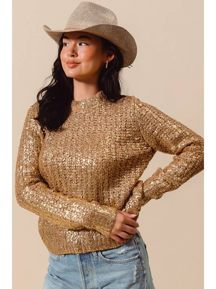 OR Pull métallisé à col rond et haut de Noël en vente sur Faire2