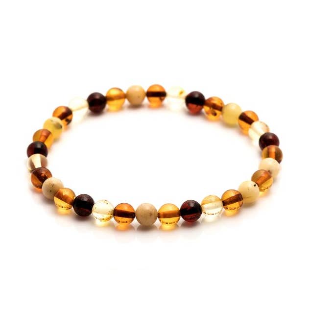 multicoloured Bracelet with multicolored amber ball, length 18-19 cm for wholesale on Faire0